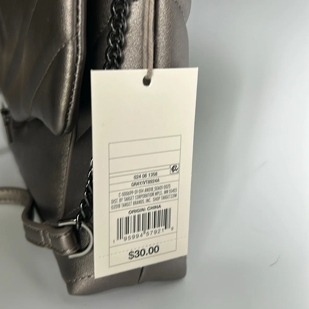 A New Day Quilted Boxy Crossbody Bag Metallic Gray